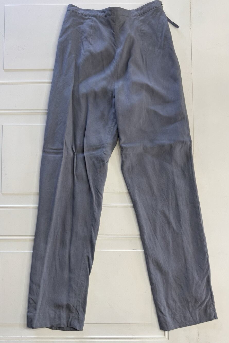 Casual Corner Womens Sz 6 Gray 100% Silk Vintage Pants Side Zip High Rise